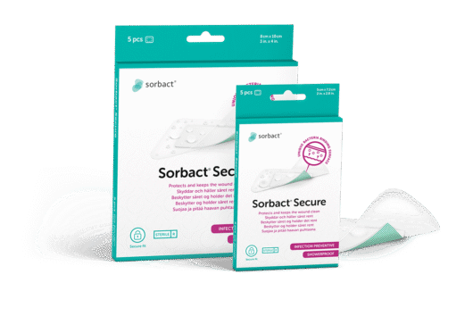 Sorbact Secure packages with a dressing beside them.